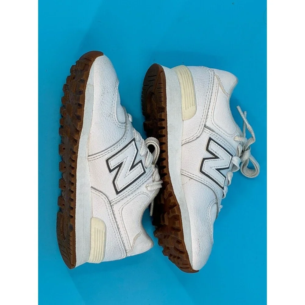 New Balance 574 Kids Size 11 White Gum Sole Sneakers PC574FHN